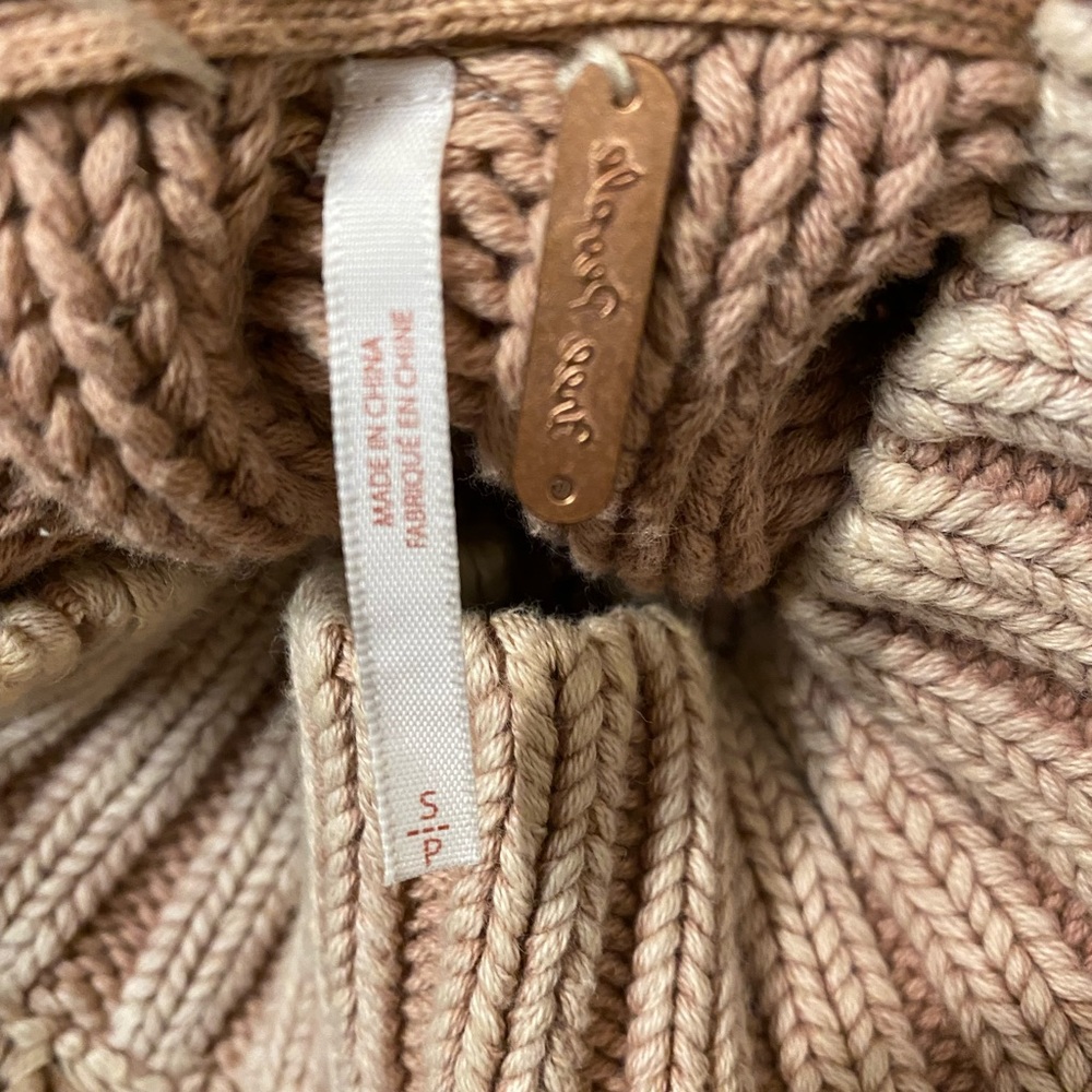 Free People Chunky Cable Knit Turtleneck Sweater in Blush - Picture 4 of 4